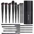 BS-MALL Makeup Brush Set 18 Pcs Professional Foundation Powder Concealers Eyeshadow Blush Synthetic Makeup Brushes with Labeled instruction Black Case Upgraded Version