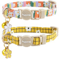 Faygarsle 2 Pack Blueberry Pattern Cat Collar Set with Bandana and Bow Tie, Light Blue, Breakaway Style with Bell