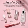 Glamnetic Press On Toenails - Natural Fake Nails | Cherry Red Chrome Press On Toenails, Salon Quality Press On Nails Kit with Glue | Cherry Glaze - 32 Nail Set in 16 Sizes