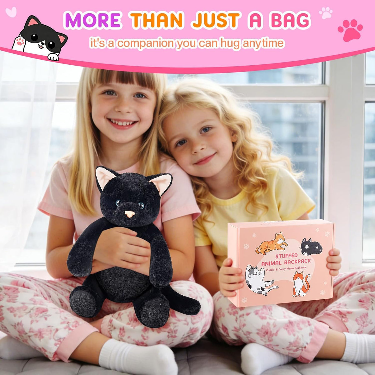 Cat Shaped Purse for Women Crossbody Bag Plush Black Funny Furry Fuzzy Shoulder Bag Cute Animal Purse(Black Cat)