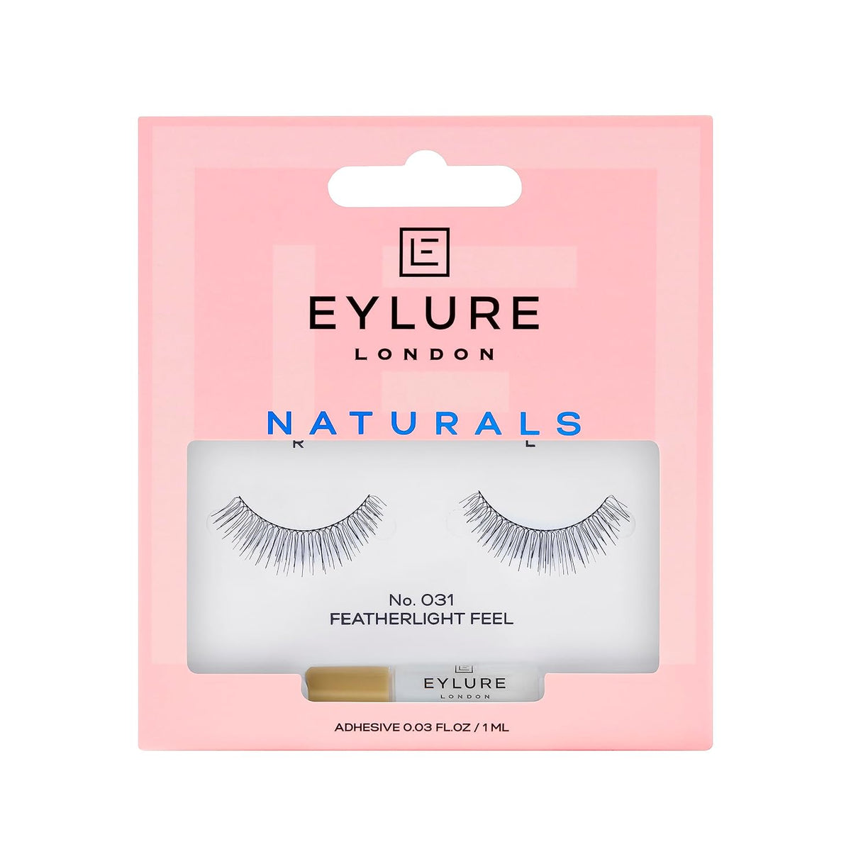 Eylure Naturals False Eyelashes, Style No. 031, Reusable, Adhesive Included, 1 Pair