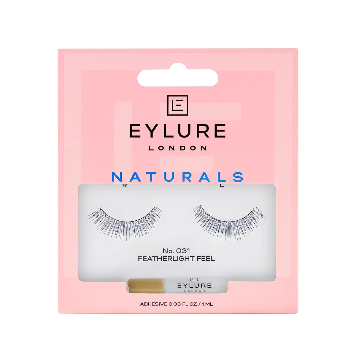 Eylure Naturals False Eyelashes, Style No. 031, Reusable, Adhesive Included, 1 Pair