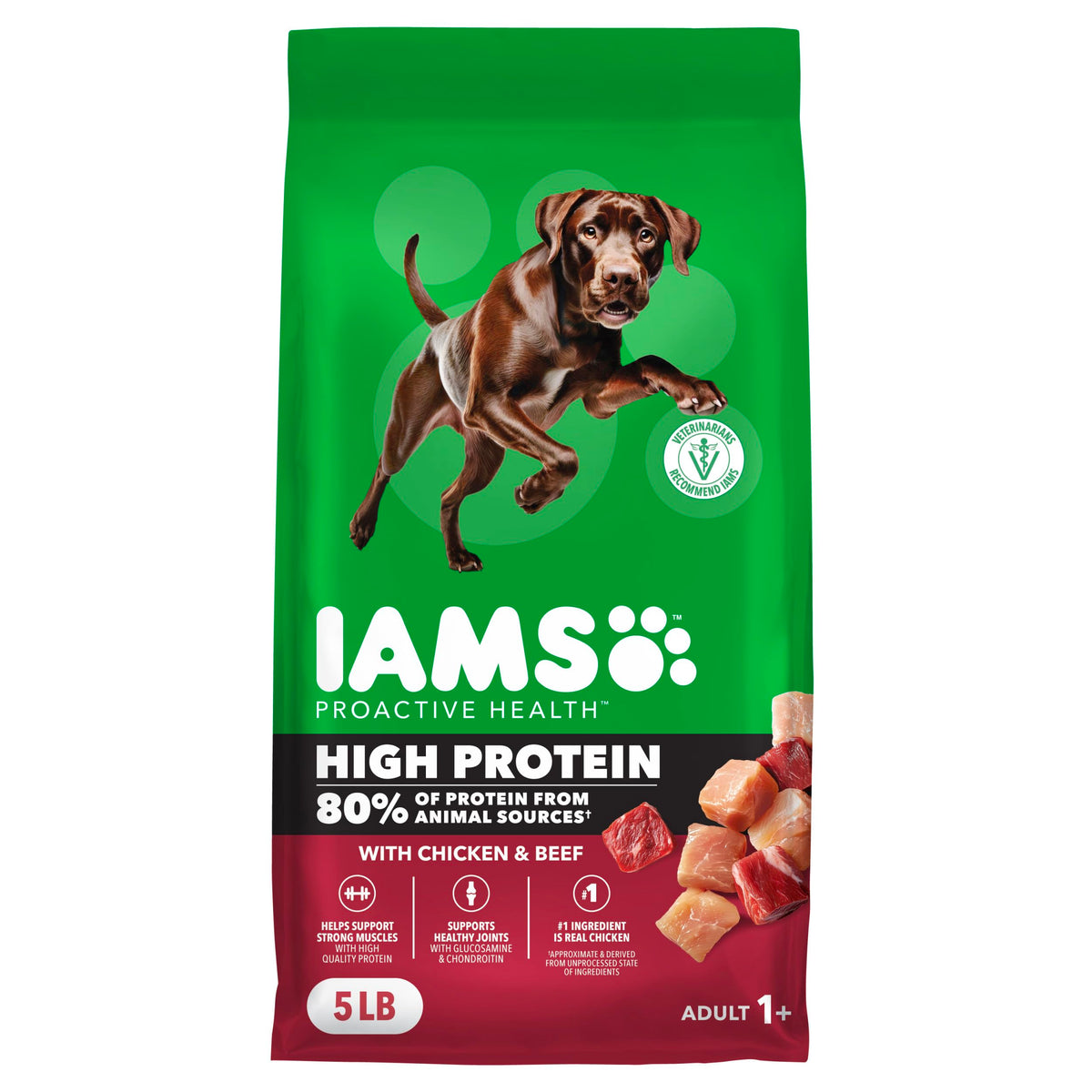IAMS Proactive Health High Protein Dry Dog Food with Chicken & Beef, 30 lb. Bag
