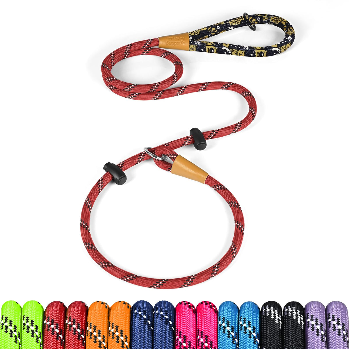 lynxking Slip Lead Dog Leash Reflective, Heavy Duty Comfortable Strong Rope for Large Medium Small Dogs No Pull Pet Training (Black, Large 1/2in x 6ft-Slip Lead)