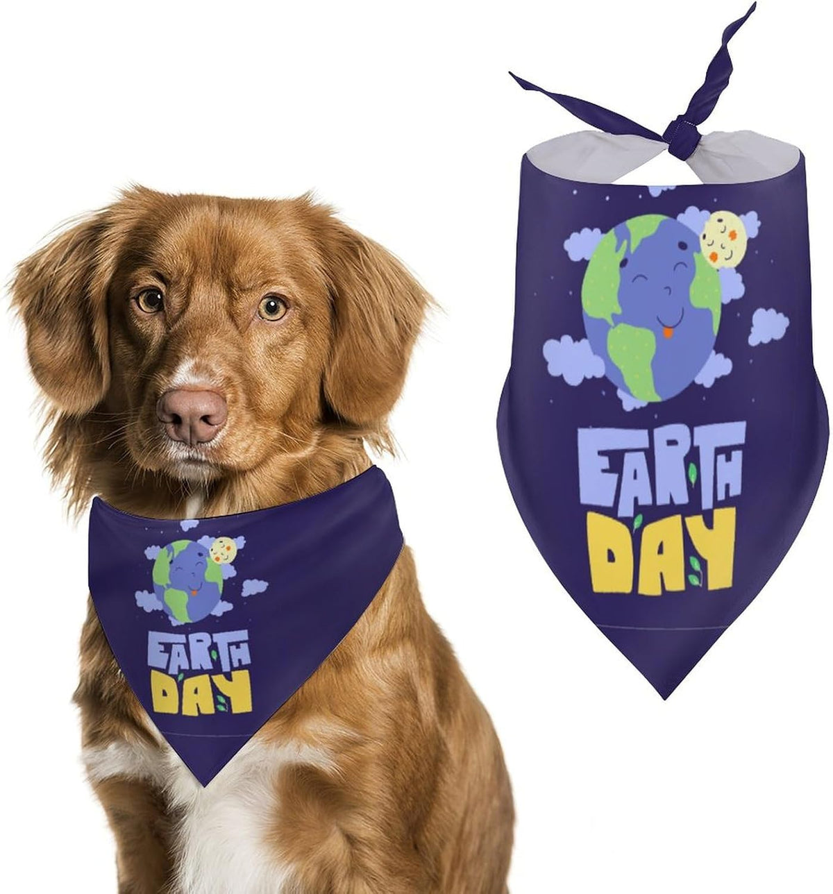 Earth Day Pet Scarf Adjustable Bandanas Neckerchief for Dogs Costume Decor