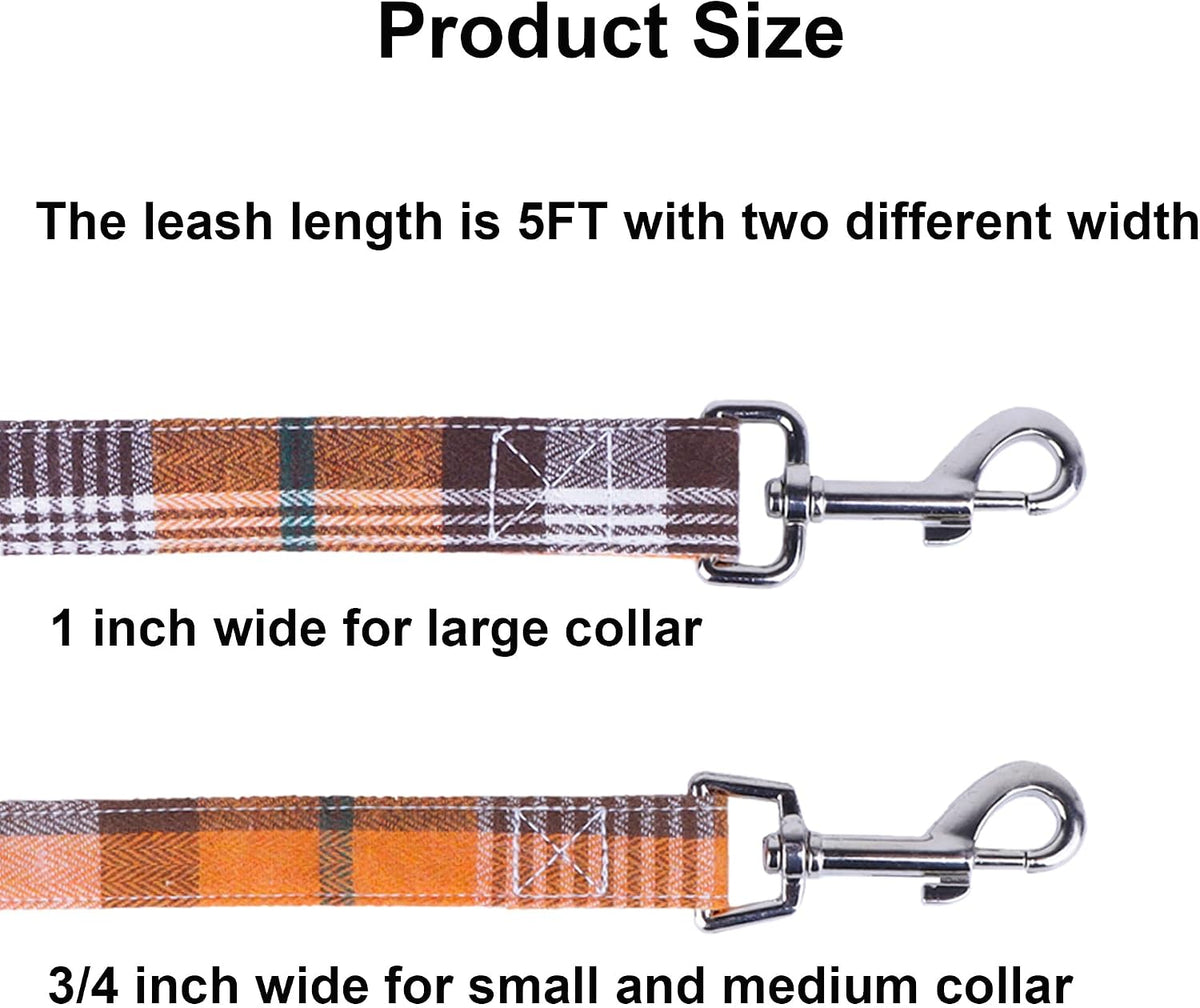 ADOGGYGO Fall Dog Leash, Orange Plaid Thanksgiving Leash for Dog, 5FTx1''