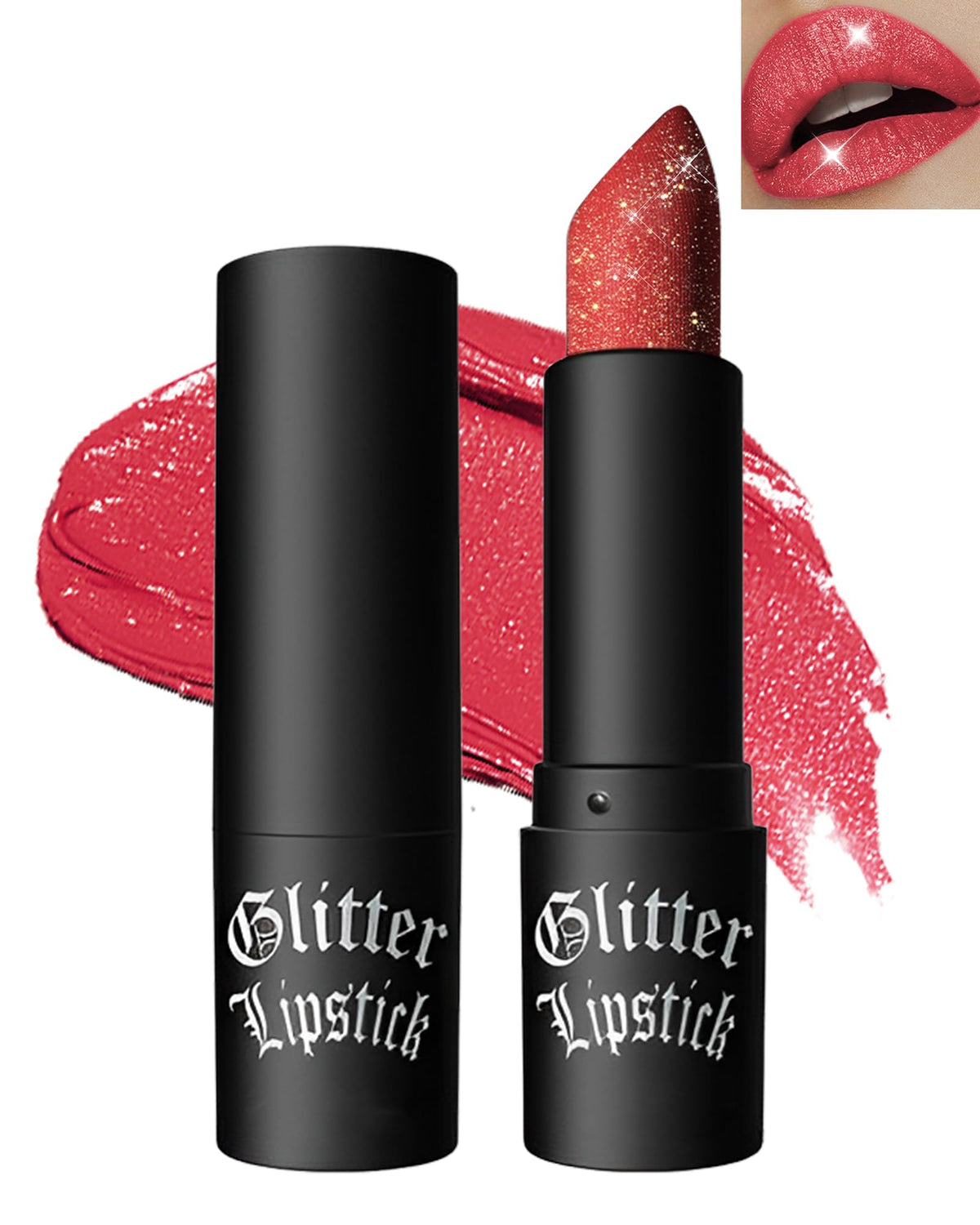 Glitter Frosted Lipstick, Matte Metallic Lip Gloss, Halloween Gothic Makeup