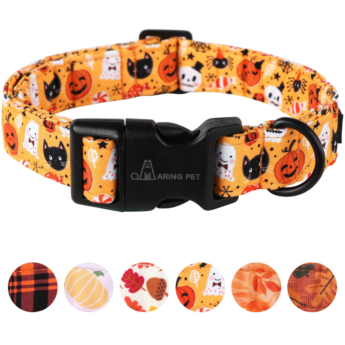ARING PET Fall Dog Collar-Cotton Maple Leaves Dog Collar for Small Dogs, Adjustable Lightweight Dog Collars with Quick Release Buckle for Small Medium Large Dogs