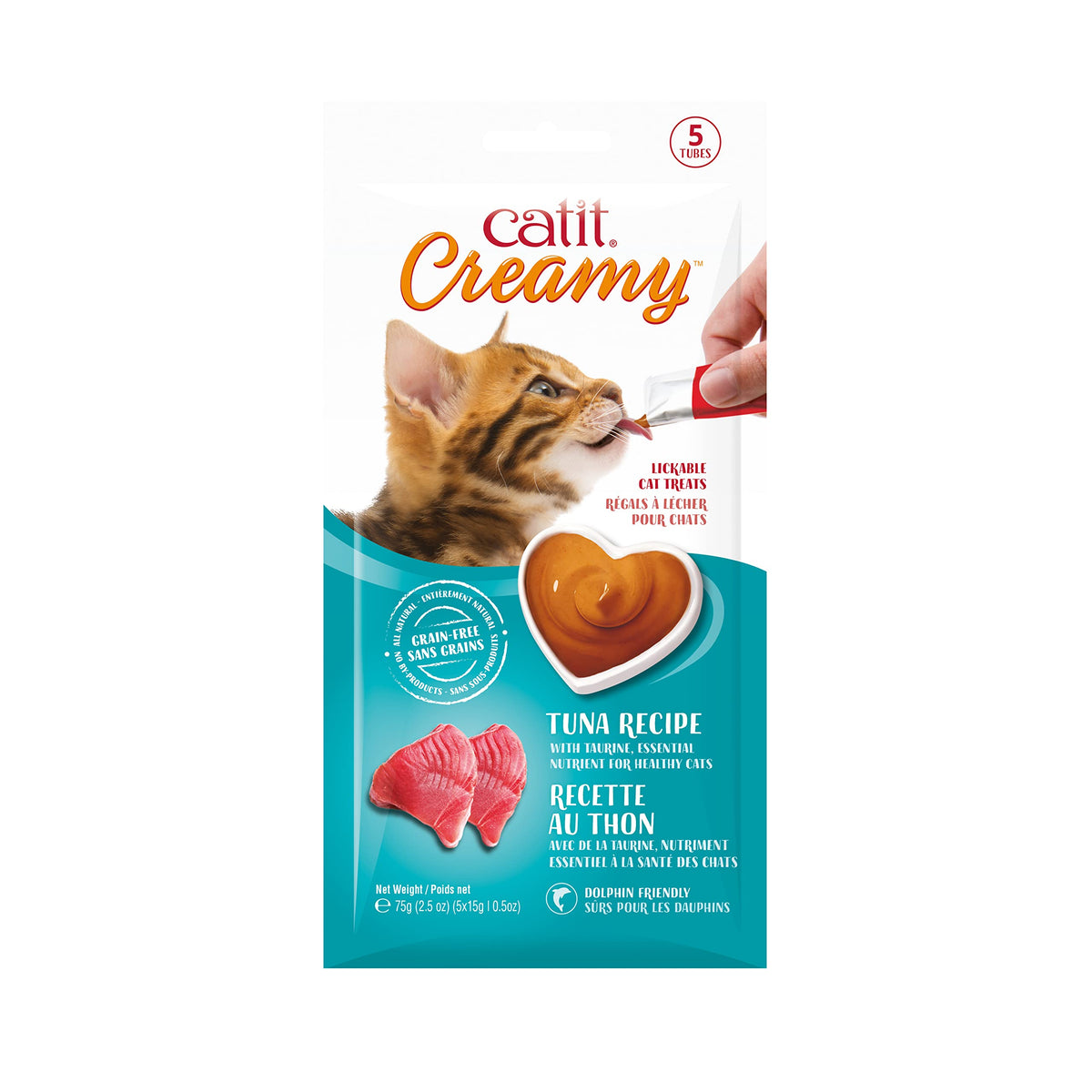 Catit Creamy Lickable Cat Treat – Healthy Variety of Flavors, 50 Pack, Hand-Feed or Serve, Nutrient-Rich Squeeze Tube, 0.5 oz Each