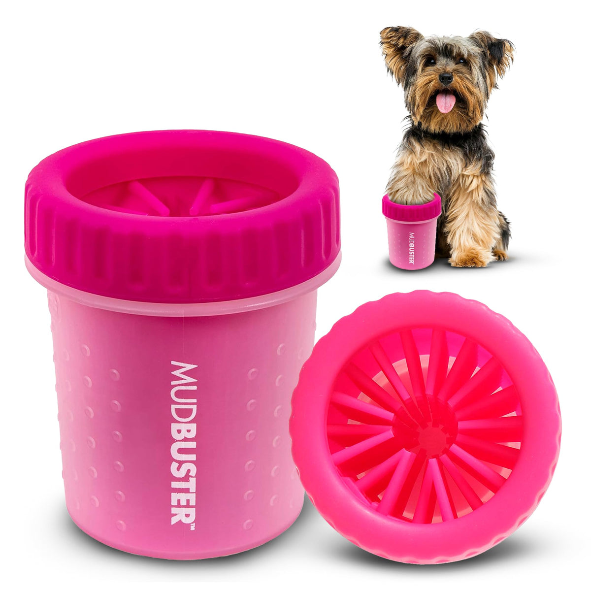 Dexas MudBuster Large Dog Paw Cleaner, Matte Black, Fits 2.5"-3.5" Wide Paws, Gentle Silicone Bristles for Quick, Easy Cleaning
