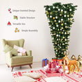 HAPPYGRILL 7ft Upside Down Christmas Tree, Artificial Xmas Tree with 1000 Branch Tips, Metal Stand, Green Inverted PVC Tree for Home Holiday Decoration