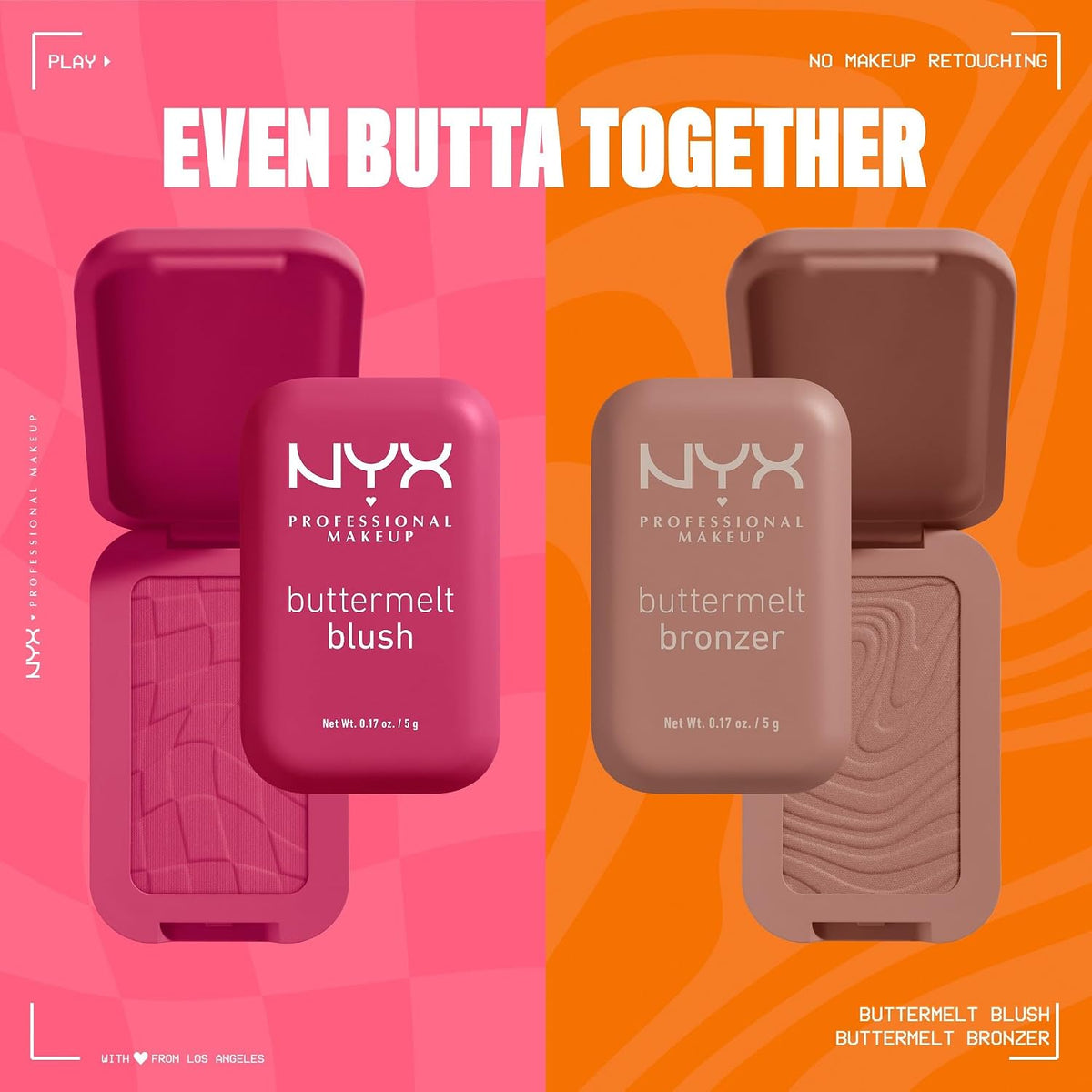 NYX PROFESSIONAL MAKEUP Buttermelt Powder Blush, Fade and Transfer-Resistant Blush, Up to 12HR Make Up Wear, Vegan Formula - Butta Together