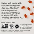 Sports Research® Vitamin D3 + K2 with 10,000iu of Plant-Based D3 & 100mcg of Vitamin K2 as MK-7 | Non-GMO Verified & Vegan Certified 60ct