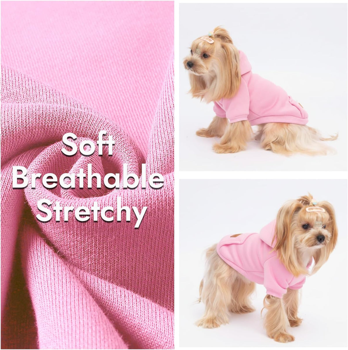 2 Pack Dog Hoodie Warm Hood Dog Sweater Cold Weather Small Dogs Sweatshirt Comfort Pet Clothes for Small Medium Dogs with Pockets Cats Chihuahua Clothes for Male Female Girl Boy Sporty Daily Wear