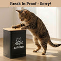 Cat Food Container with Scoop 5-7 lb (25 Cup), with Airtight Bamboo Lid | Cat Kibble Canister with Metal Scoop, 25 Cups, Chew Proof Iron Body, Powder Coated, Airtight Bamboo Lid, Sturdy Metal Handle