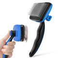 Pecute Skin Friendly Self-Cleaning Slicker Brush for Dog & Cat Shedding Season, Lightweight Undercoat Hair Removal Dog Brush Cat Brush for White-Coated, Long, Thick & Double-Coated Large Dogs