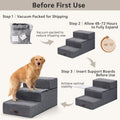Dog Stairs for Large Dogs 18" H, Extra Wide Pet Steps for Couches & Beds | Aodisman Pet Stairs with 20" Wide,Deep Steps and Reinforced Support Boards for Easy Climb,Ideal for Large & Senior Dogs,Grey