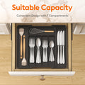 Lifewit Expandable Silverware Organizer, Plastic Utensil Tray for Kitchen Drawer, BPA Free Flatware Cutlery Holder, Space-Saving Storage for Spoons Forks Knives, 8-13.8 x 11.2 x 1.4 inch, Black