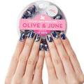 Olive & June Instant Mani Press-On Nails, HZ Velvet, Short, Round | Salon-quality glue-on manicure kit; 42 non-toxic fake nails in 21 sizes, recycled materials, realistic look, lasts 14 days