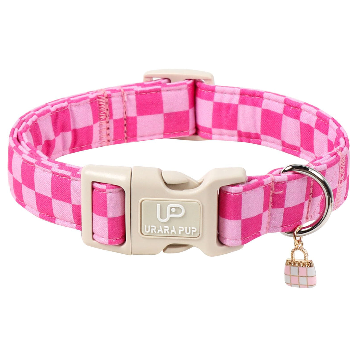 Fall Plaid Dog Collar with Maple Leaf Charm – Adjustable Autumn Checkered Dog Collar for Small Medium Large Dogs, Soft Cotton Puppy Collars with Quick Release Buckle and Metal D-Ring