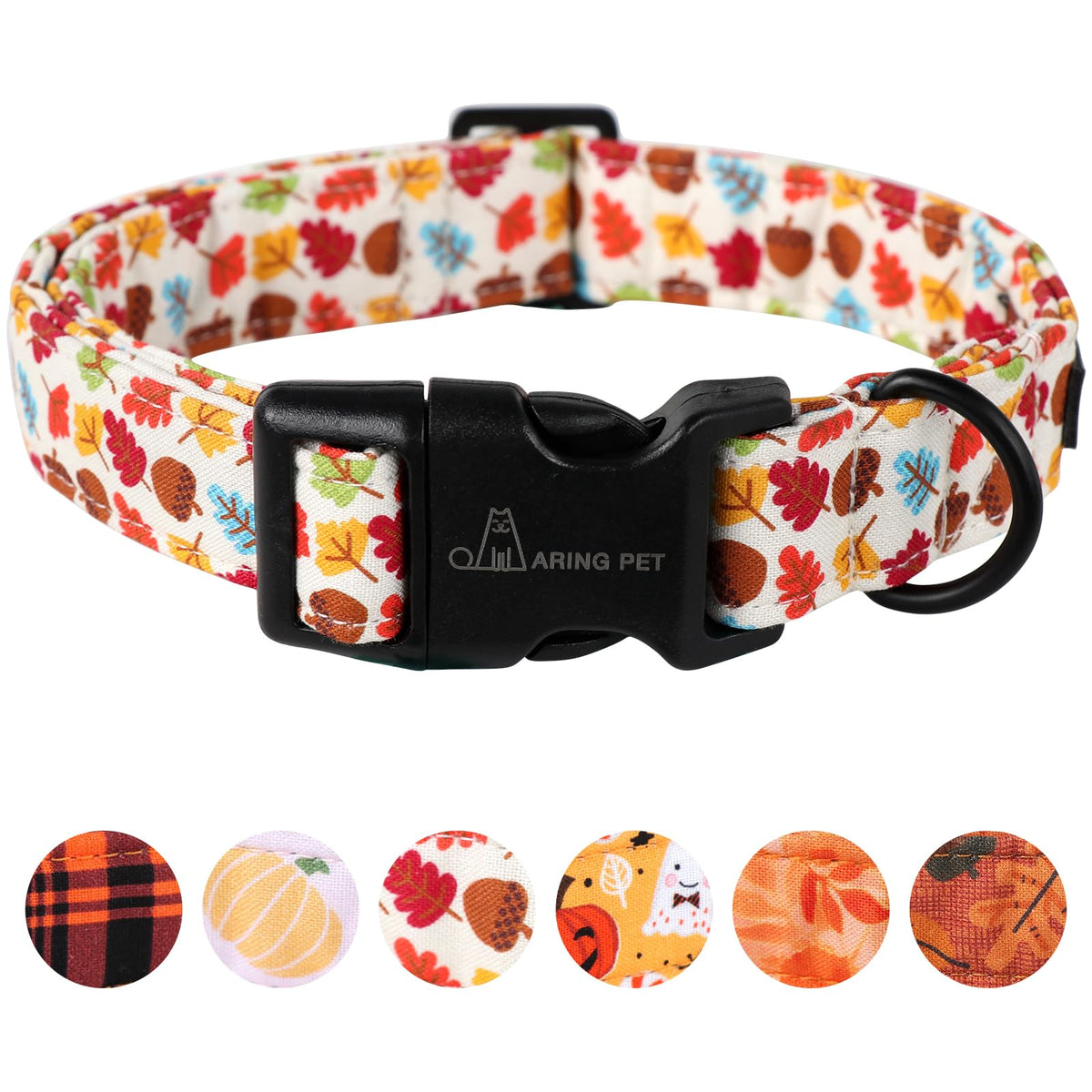 ARING PET Fall Dog Collar-Cotton Maple Leaves Dog Collar for Small Dogs, Adjustable Lightweight Dog Collars with Quick Release Buckle for Small Medium Large Dogs