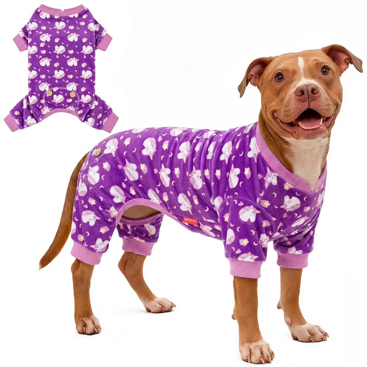 KYEESE Dog Christmas Pajamas for Small Dog Velvet Onesie with Red Snowflake