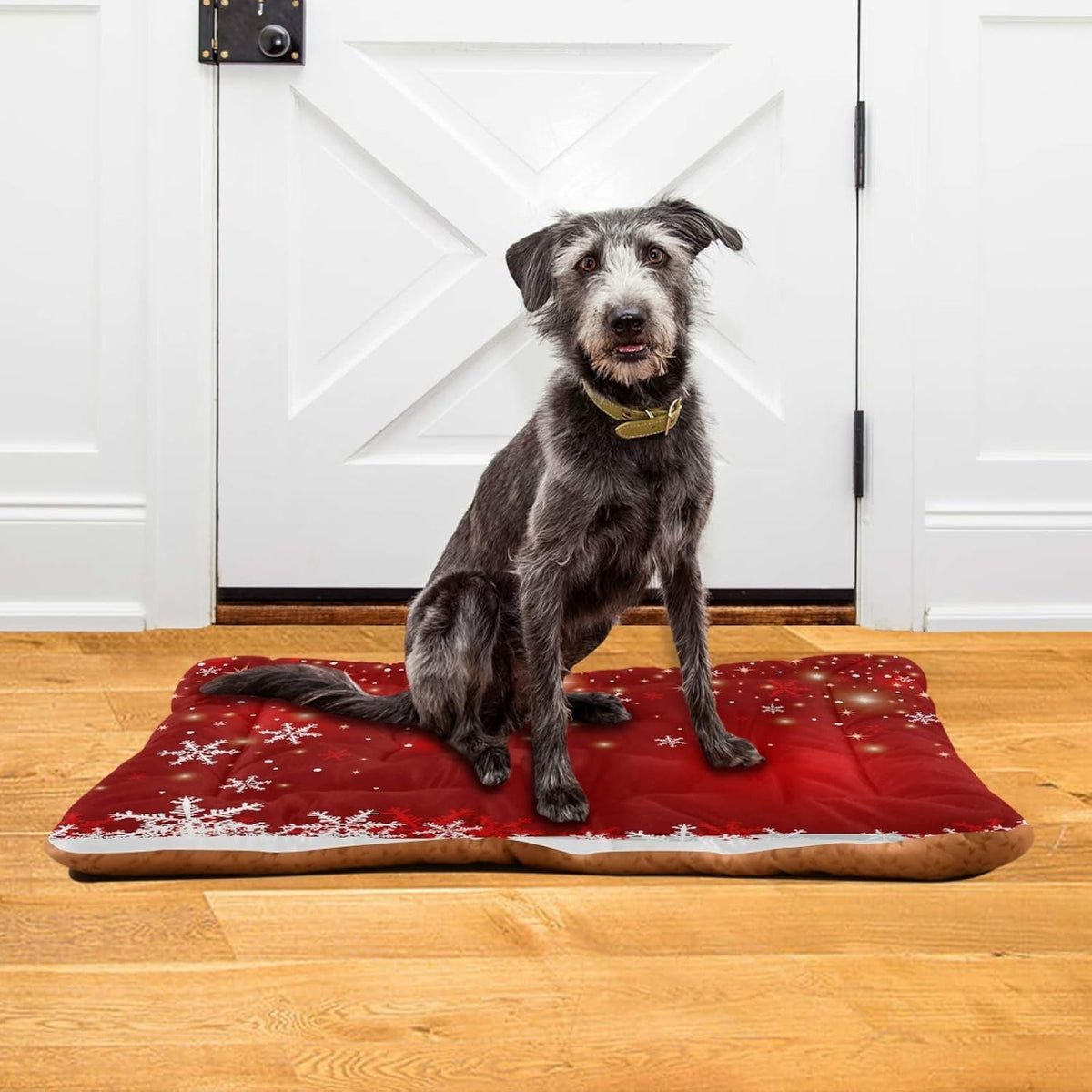 Blueangle Christmas Snowflakes Pet Bed Soft Crate Mat,Washable Dog Crate Bed Cushion Anti-Slip,Pet Mattress for Small Medium Dogs and Cats Kennel Pad, 36x24inch