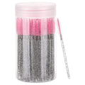 100 Pcs Disposable Mascara Wands, Crystal Eyebrow Spoolies Brush for Eyelash Extensions, Black Lash Brushes with Container