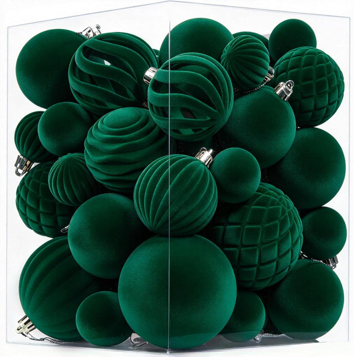 Thewe 40Pcs Velvet Shatterproof Christmas Ball Ornaments Set，Green