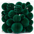 Thewe 40Pcs Velvet Shatterproof Christmas Ball Ornaments Set，Green