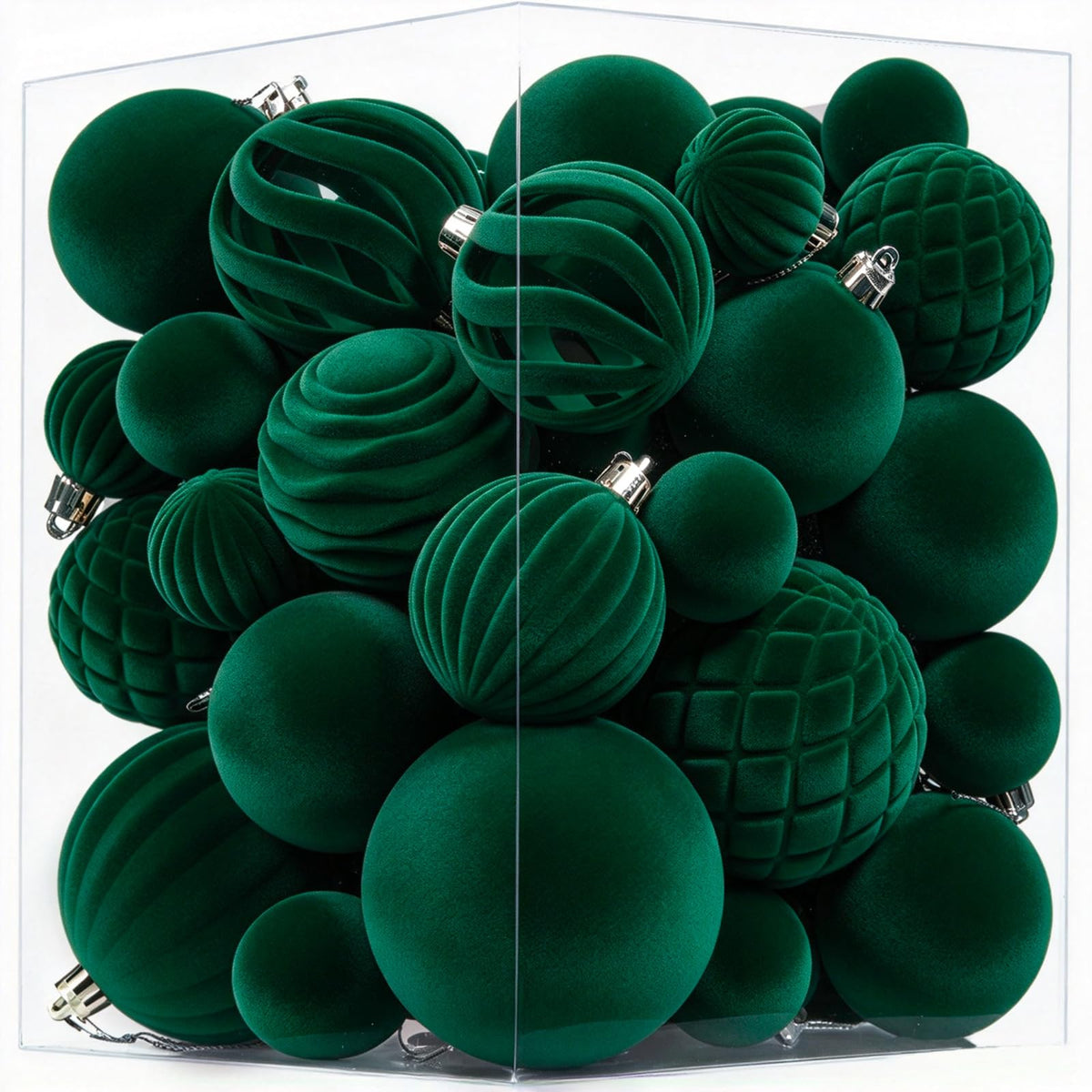 Thewe 40Pcs Velvet Shatterproof Christmas Ball Ornaments Set，Burgundy