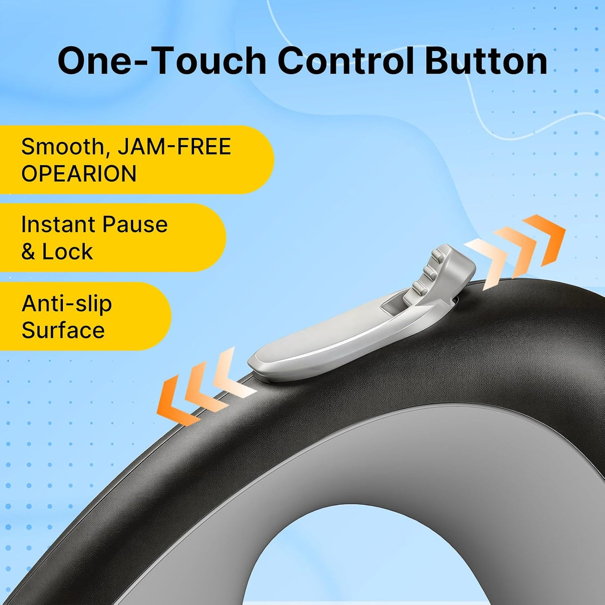16Ft Retractable Dog Leash with Chew-Proof Steel Cable, 360° Tangle-Free, Built-in Poop Bag Dispenser, Ergonomic Comfort Grip Handle for Medium Large Dogs Up to 130lbs