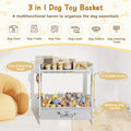 Lomivra Large Dog Toy Basket (23.6"x11.2"x9.7"), Dogs Toy Bin with Storage Organizer, Trapezoid Toy Box for Dog Stuff Accessories, Pet Toy Storage Holder Chest for Cat Dogs Essential Supplies