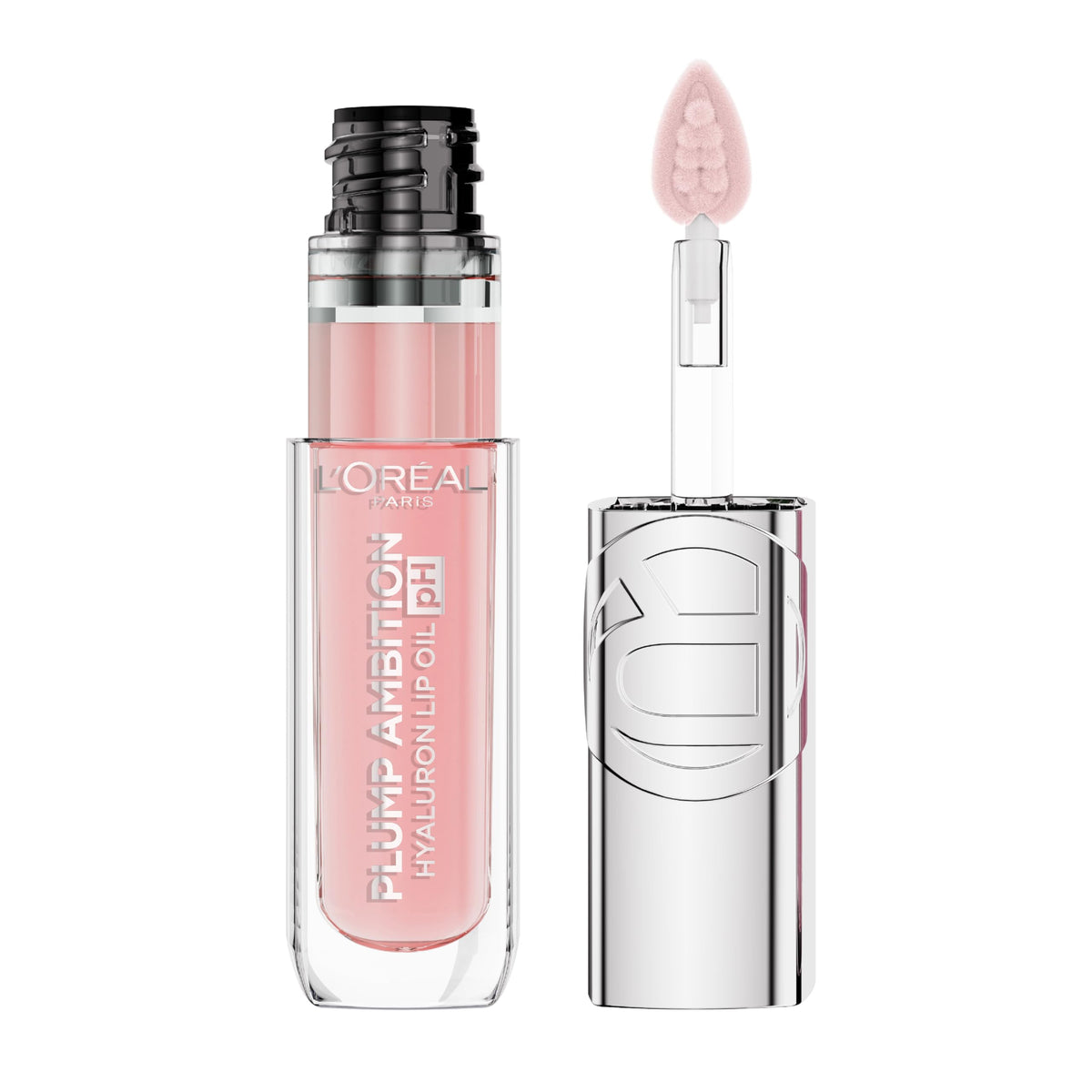 L'Oreal Paris Plump Ambition pH Hyaluron Lip Oil, Color Shifting Lip Tint with 24HR Hydration, Volumizing Shine and Lasting Color, 010 pH Cristal Ice