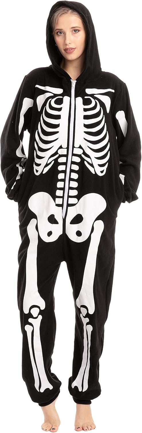 Spooktacular Creations Halloween Skeleton Costume, Unisex Skeleton Costume Jumpsuit for Adult Halloween Themed Parties