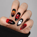 Halloween Press on Nails Medium Almond Ghost Fake Nails 30Pcs