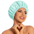 Edoneery Reusable Shower Caps for Women, Waterproof Long Hair Bonnet | Washable Design, Wide Elastic Band, Large Fit, Holds Long Hair, Braids Friendly, Bath Accessories, Spa, Travel