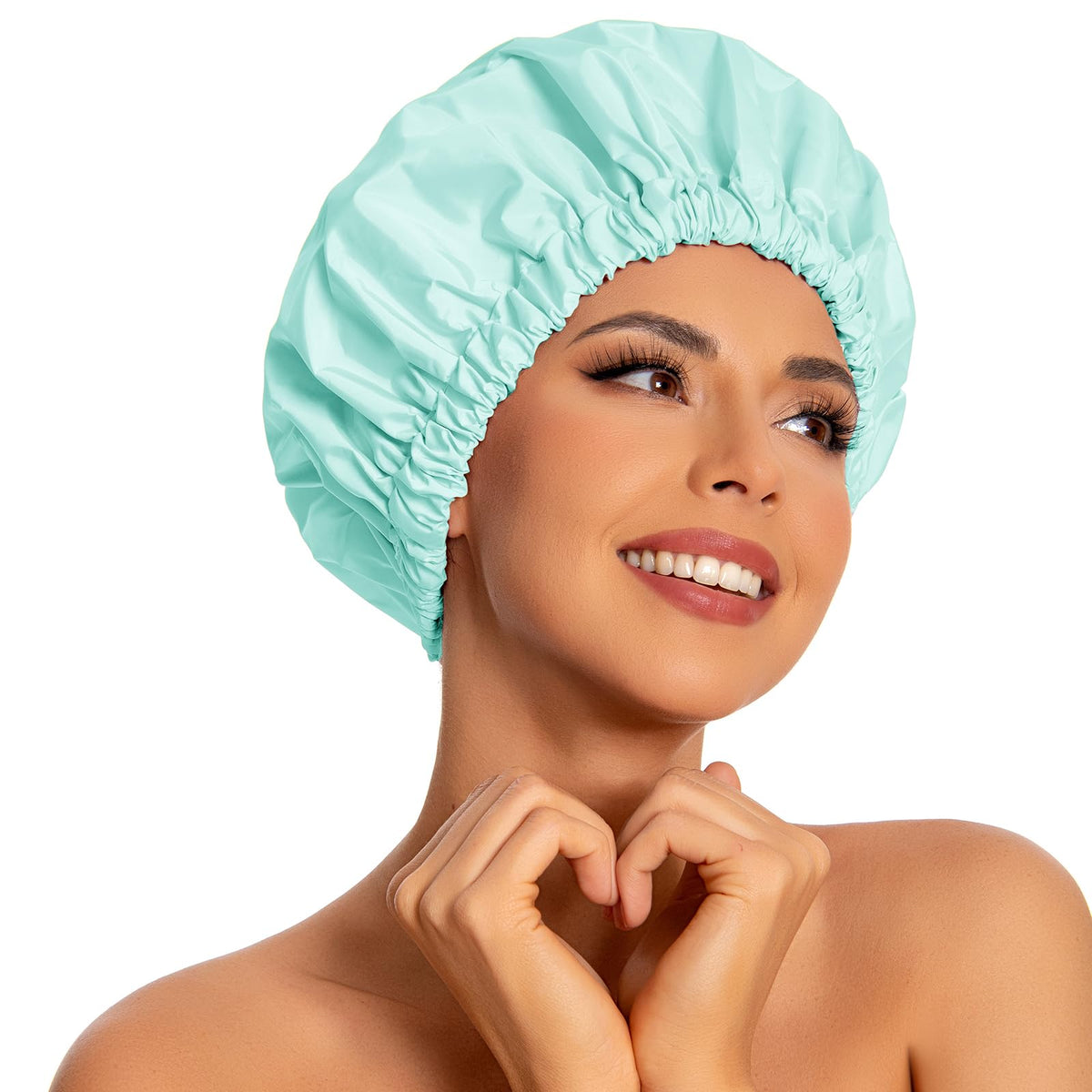 Edoneery Reusable Shower Caps for Women, Waterproof Long Hair Bonnet | Washable Design, Wide Elastic Band, Large Fit, Holds Long Hair, Braids Friendly, Bath Accessories, Spa, Travel
