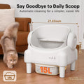 PARUUNTYS Self Cleaning Litter Box,Open Top Automatic Litter Box with App Control for Multiple Cats, Safety Sensors Protection, Odor Control Includes 2 roll Liners,Large Waste Bin, Cream White
