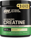 Optimum Nutrition Creatine, Micronized Creatine Monohydrate Powder, Supports Strength & Recovery, Banned Substance Tested, Unflavored, 5g per Serving, 60 Servings