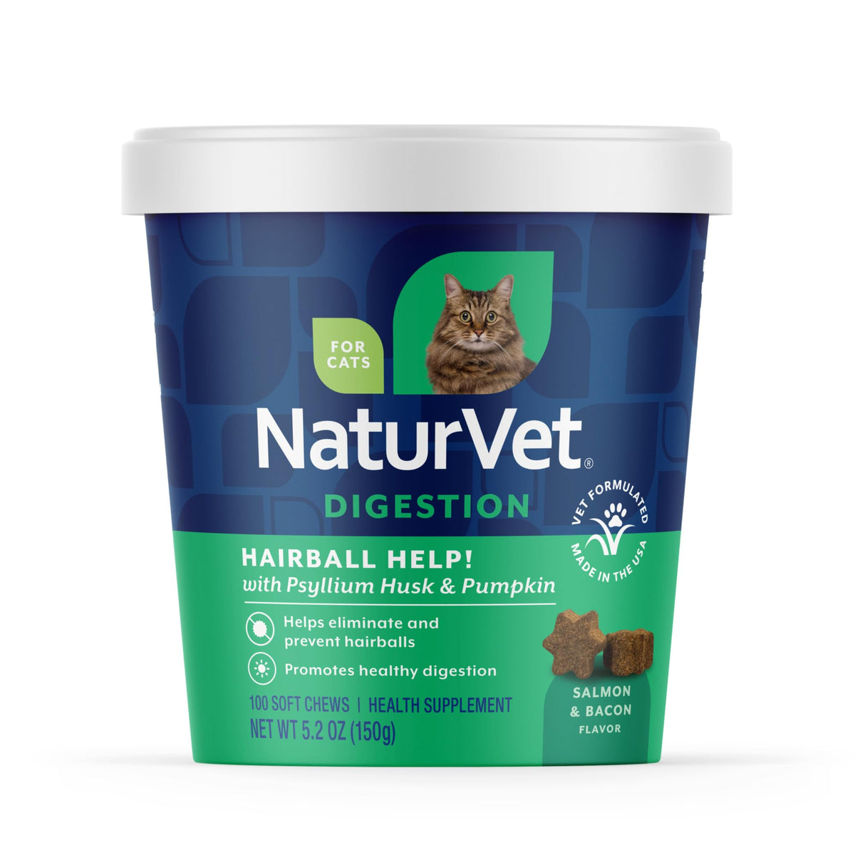 NaturVet Hairball Remedy Vitamin & Digestive Aid Supplement for Cats – Pet Health Supplement for Cat Hairballs, Digestive System Support – Includes Pumpkin, Vitamins – 50 Ct.