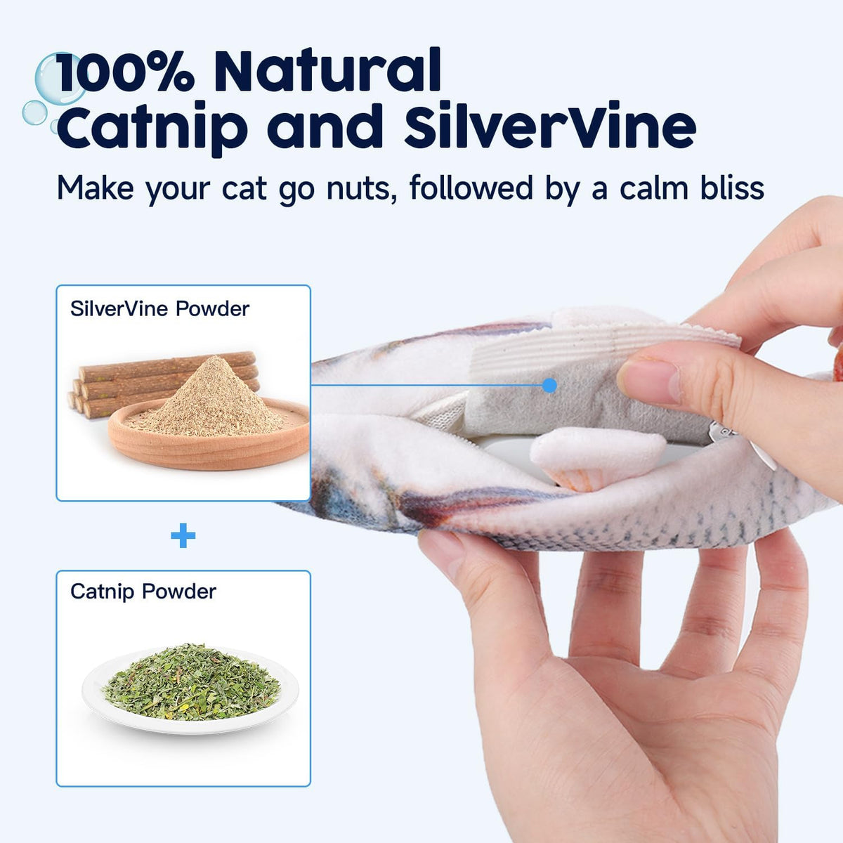Potaroma Cat Toys Flopping Fish with Catnip, Moving Kitten Kicker, Floppy Wiggle Carp for Small Dogs, Interactive Motion Kitty Exercise, 10.5 Inches