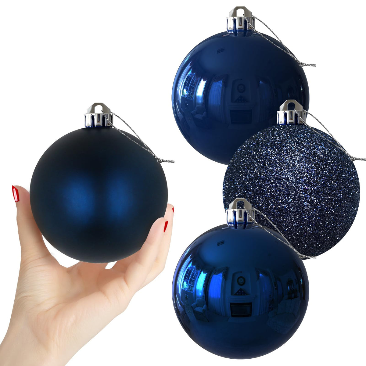 Rose Red 4.0" Large Christmas Balls - Christmas Tree Decoration Ornaments Shatterproof Hanging Balls for Birthday Halloween Holiday Wedding Decorations Set of 4pcs