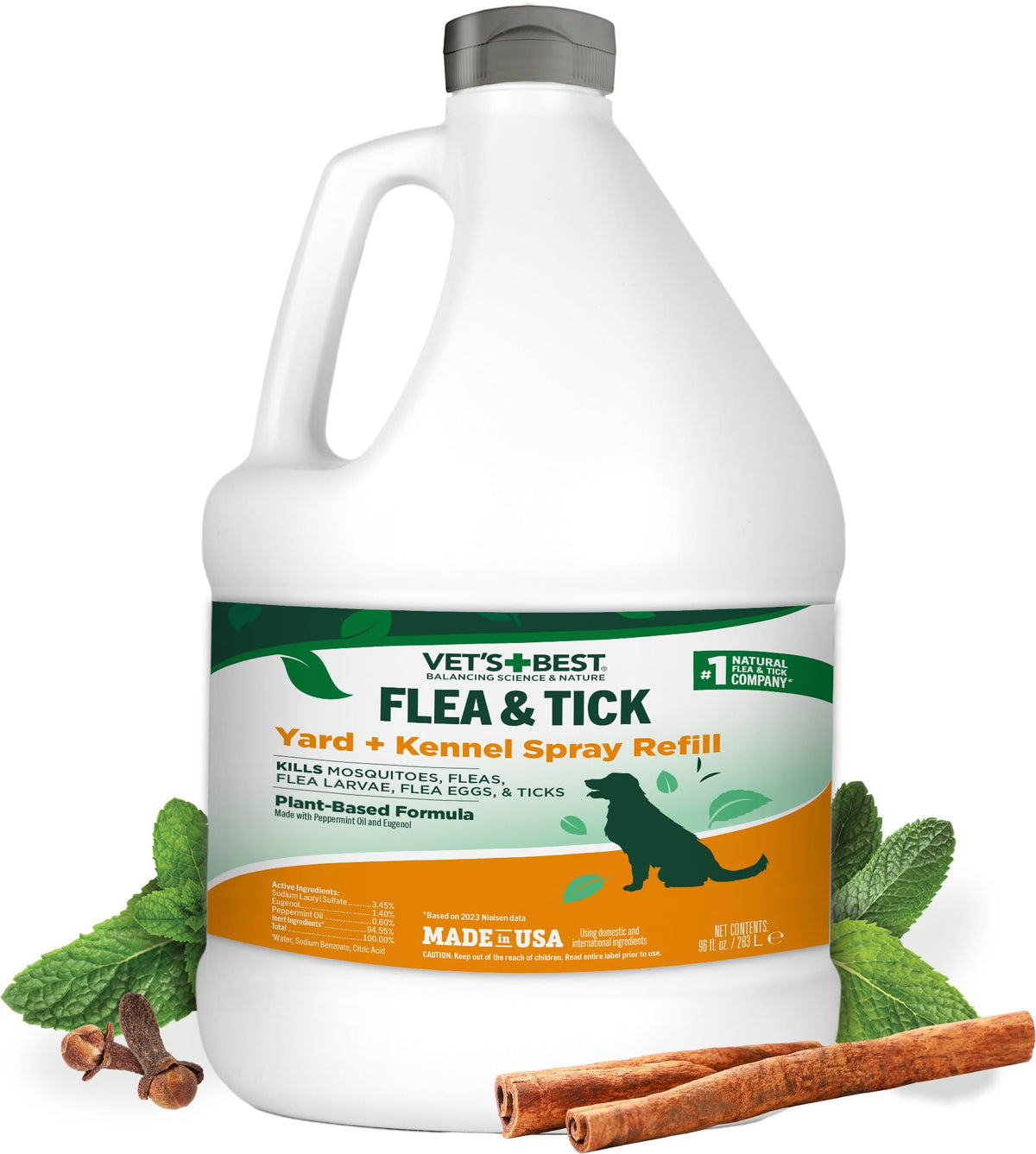 Vet's Best Flea & Tick, Mosquito, Yard & Kennel Spray for Dogs, 32 oz | Plant-Based Yard Treatment, Kills Fleas, Ticks & Mosquitoes, Ready-to-Use Hose Attachment, Safe for Plants, Made in USA