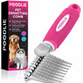 Poodle Pet Detangling Pet Comb with Long & Short Stainless Steel Teeth for Removing Matted Fur, Knots & Tangles – Detangler Tool Accessories for Safe & Gentle DIY Dog & Cat Grooming