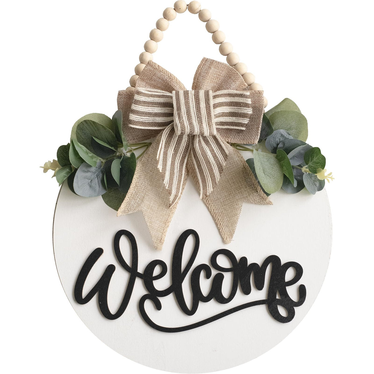 Welcome Sign for Front Door 12 in Wreath Decorations for All Seasons Brown