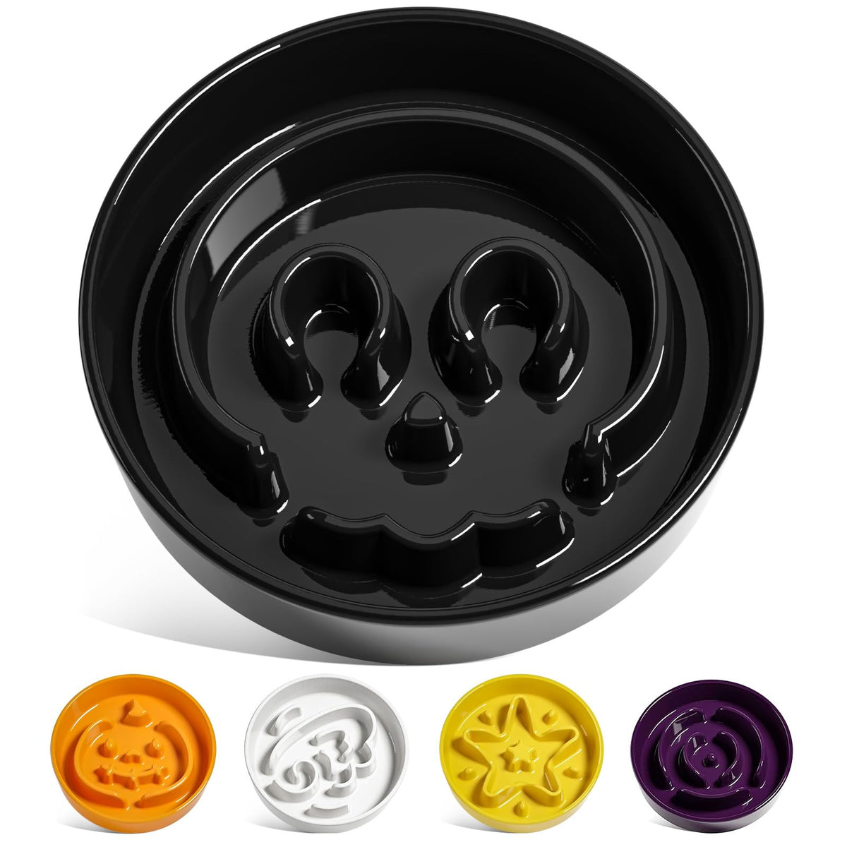 LE TAUCI Dog Bowls Slow Feeder Ceramic, 1.5 Cup Slow Feeding Bowl for Small and Medium Breed, Puzzle Dog Food Bowl for Fast Eater, Maze Purple