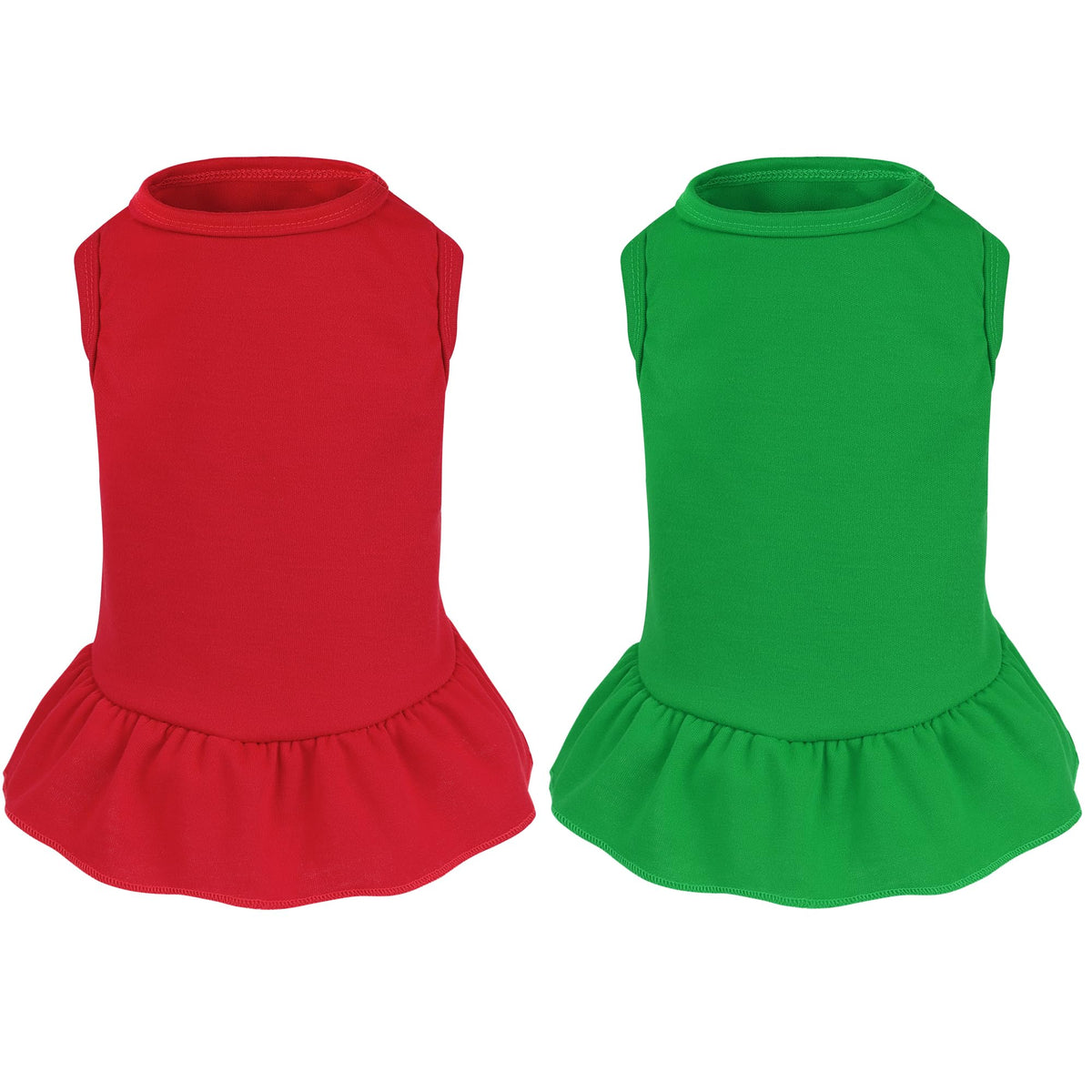 2 Pcs Dog Dresses Cat Skirt Solid Color Dog Clothes Summer Sleeveless Puppy Girl Clothes for Small Pet Dogs Cats (Yellow,Pink, Medium)