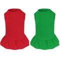 2 Pcs Dog Dresses Cat Skirt Solid Color Dog Clothes Summer Sleeveless Puppy Girl Clothes for Small Pet Dogs Cats (Yellow,Pink, Medium)