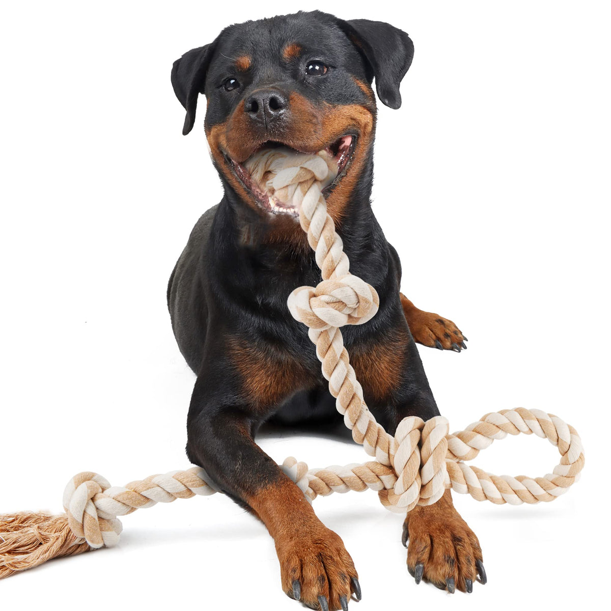 Fida Dog Rope Toys for Large/Medium Aggressive Chewers, Tough Cotton Chew Toy, 3 Feet 5 Knots Indestructible, Tug of War Dog Pull Rope Teeth Cleaning
